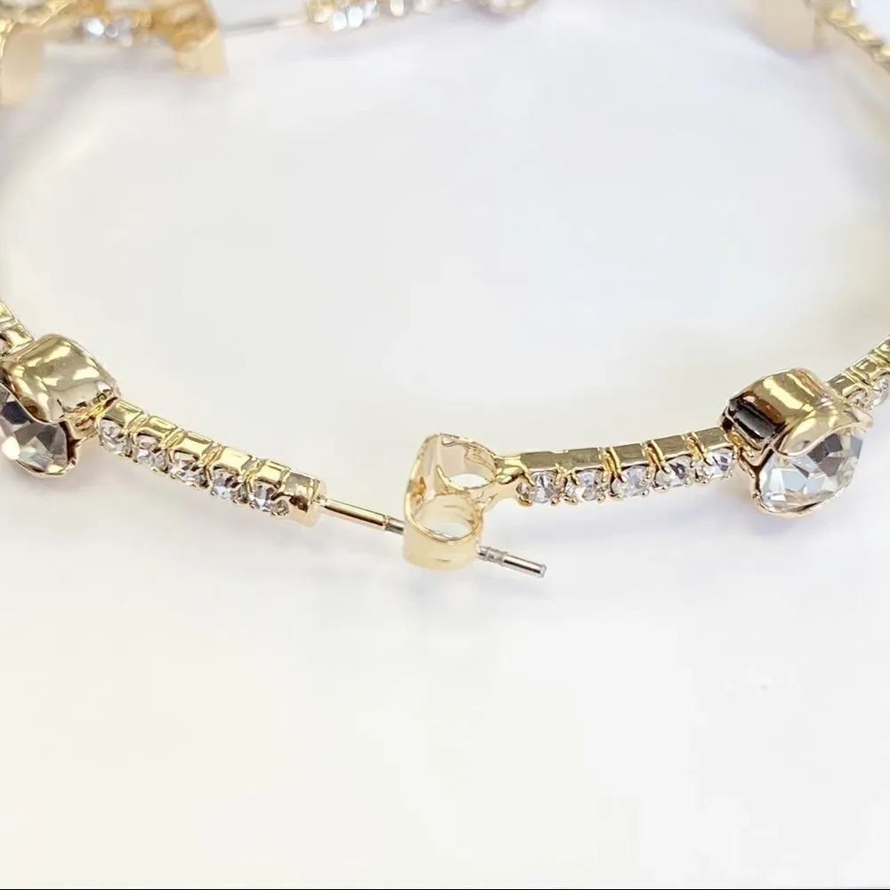 Gold Jeweled Flexi-Hoop Earrings